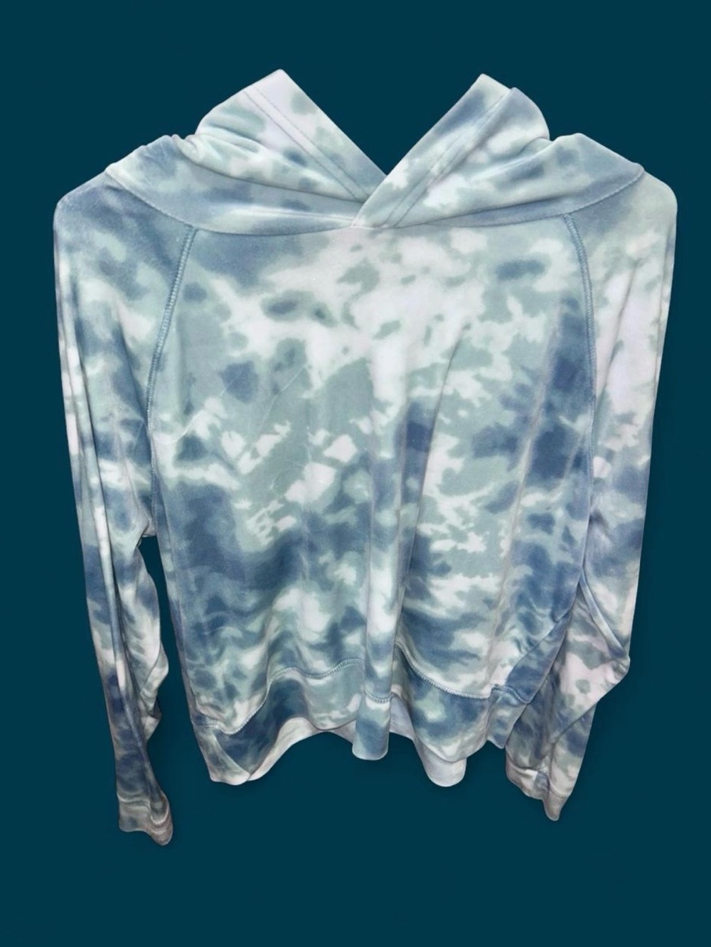 SO Cozy Blue Tie-Dye Velour-Feel Hoodie Sweatshirt Women’s XL